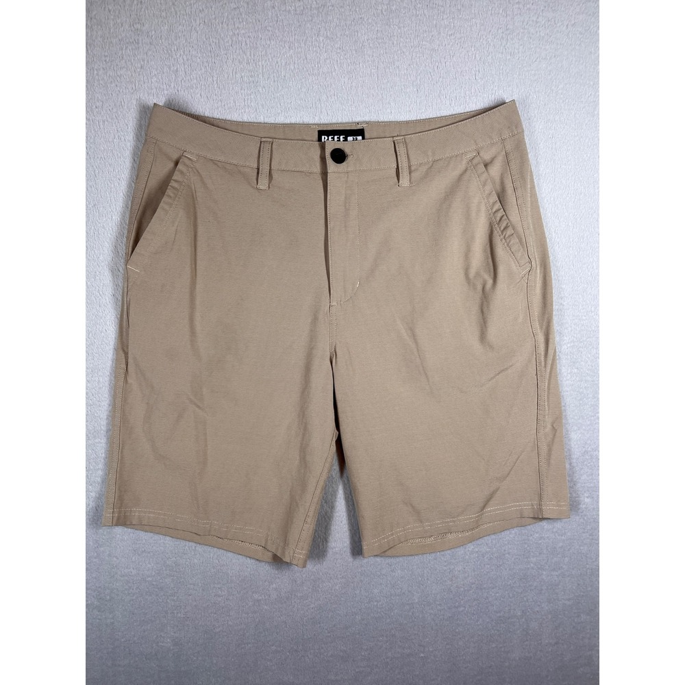 Reef Mens Hybrid Walk Shorts Tan Khaki Stretch Size 32 Casual Surf